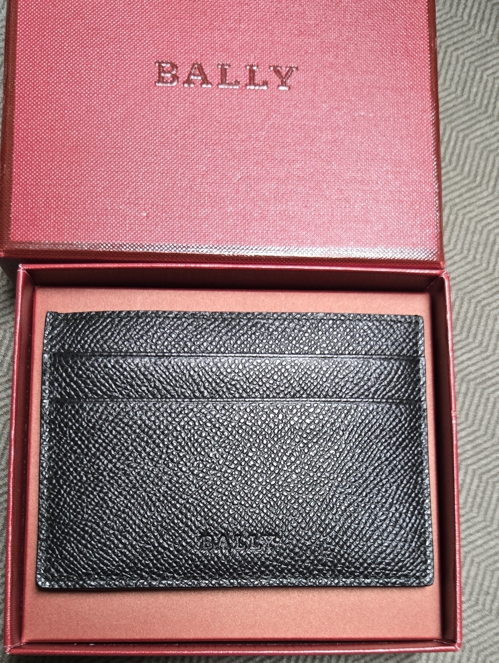 Bally Black Textured Leather Card Holder With Money Clip